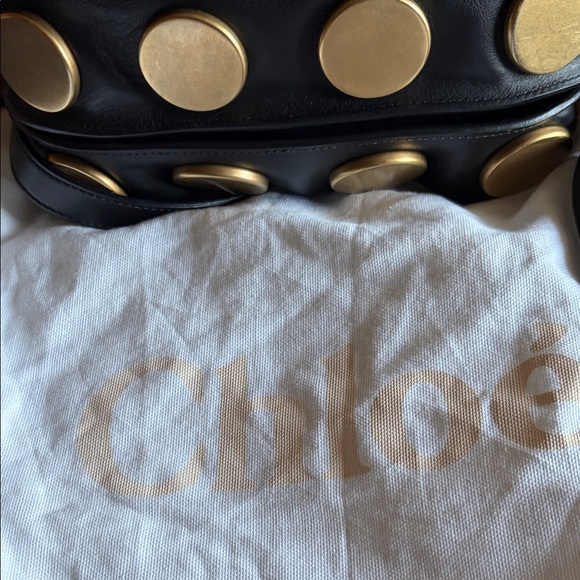 Chloe Kurtis Black Suede and Leather Crossbody Bag with Gold Accents - Picture 6 of 6